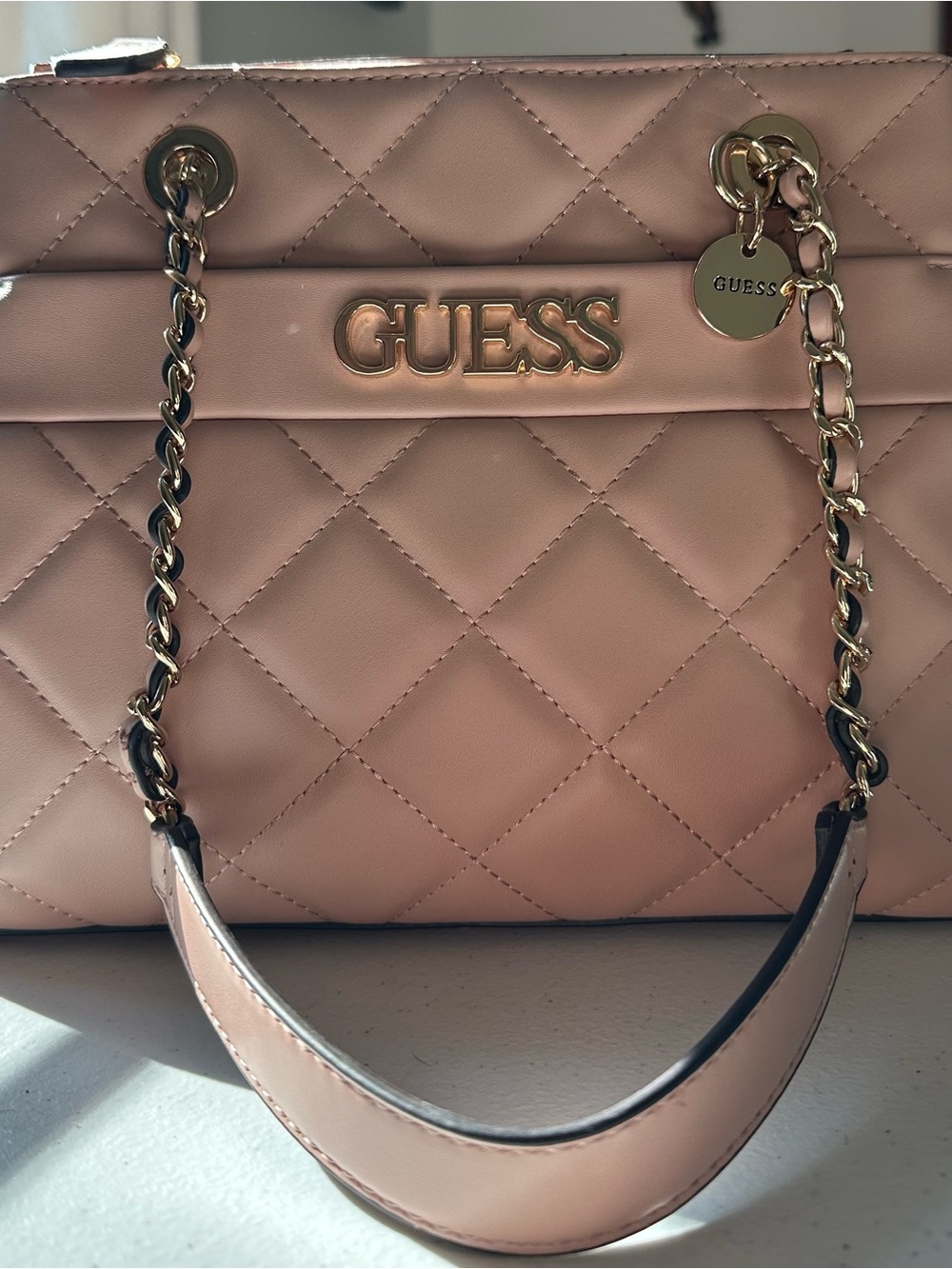 GUESS Quilted Shoulder Bag in Blush